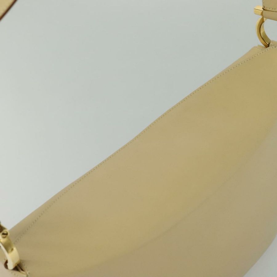 【日本直送】Salvatore Ferragamo Gancini 肩背包 皮革 米色 金色 正品 121419-5