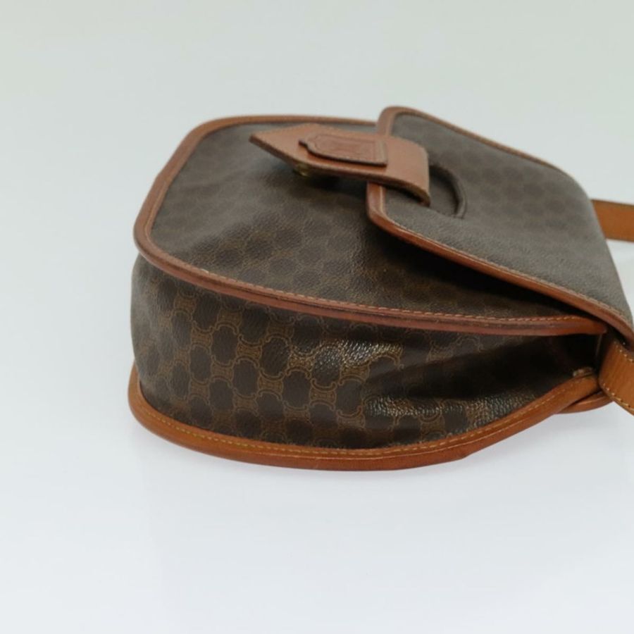 【日本直送】CELINE Macadam帆布肩背包 PVC皮革 棕色 金色 正品 121435-3