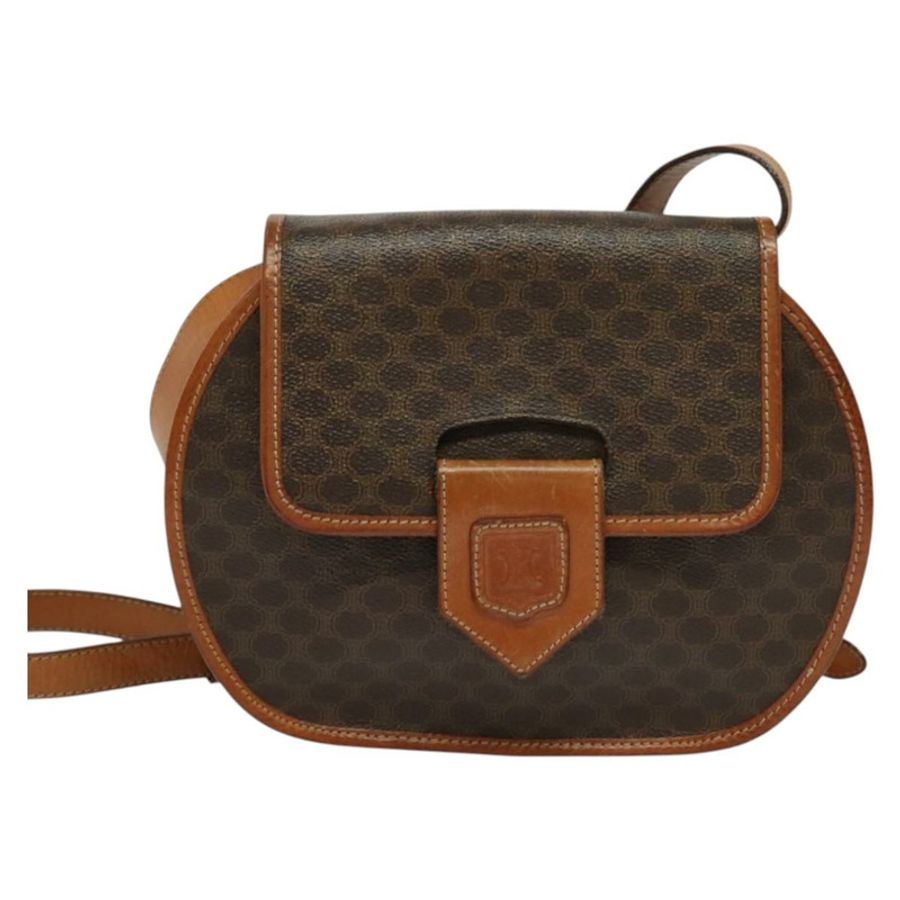 【日本直送】CELINE Macadam帆布肩背包 PVC皮革 棕色 金色 正品 121435-12