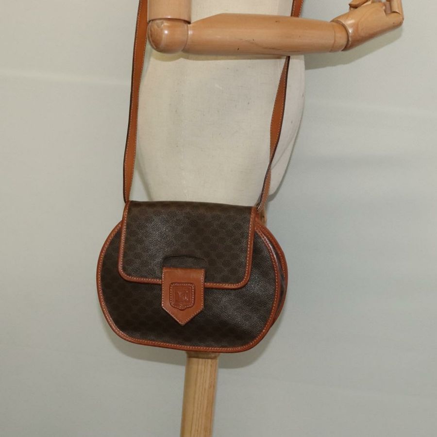 【日本直送】CELINE Macadam帆布肩背包 PVC皮革 棕色 金色 正品 121435-20