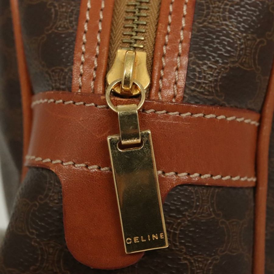 【日本直送】CELINE Macadam帆布手提包 PVC皮革 棕色 金色 正品 121455-16