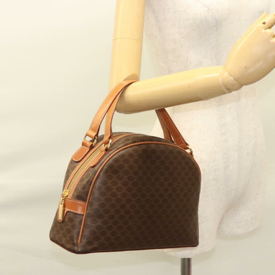 【日本直送】CELINE Macadam帆布手提包 PVC皮革 棕色 金色 正品 121455-21