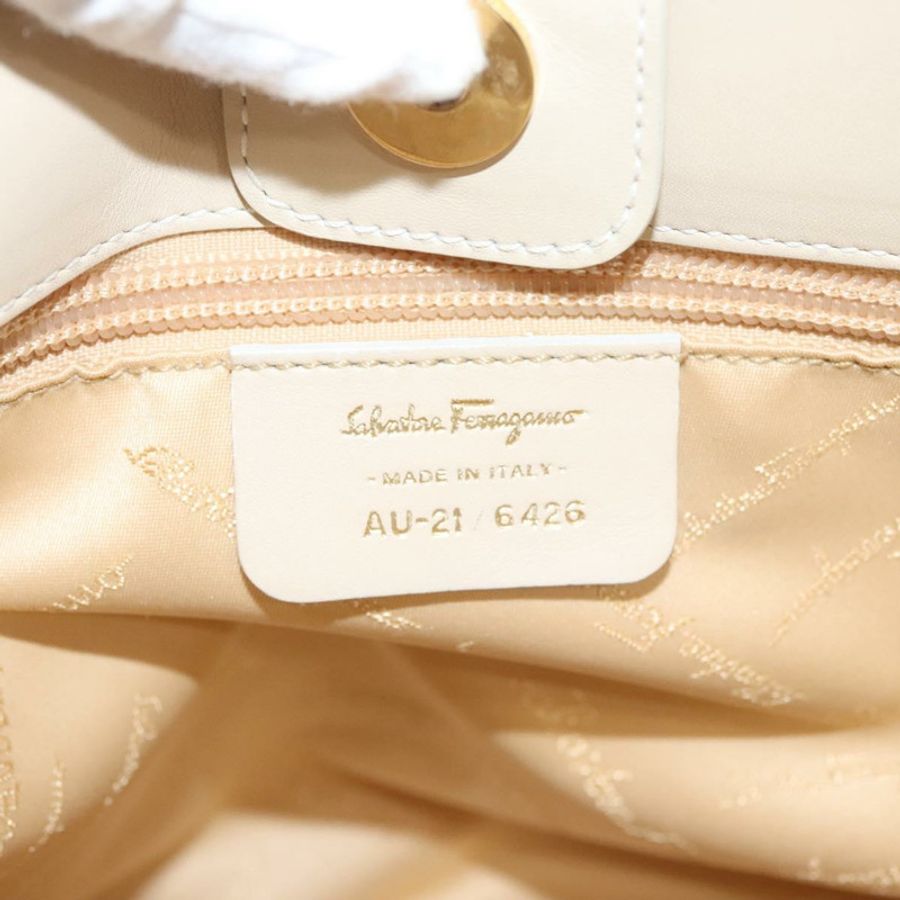 【日本直送】Salvatore Ferragamo Gancini 單肩包 皮革 象牙色 金色 正品 121471-11