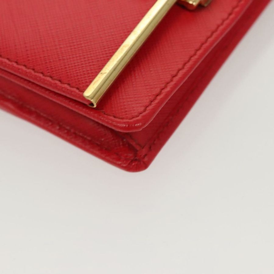 【日本直送】Salvatore Ferragamo Gancini 卡包 皮革 紅色 金色 Auth bs24757-6