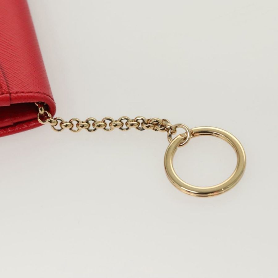 【日本直送】Salvatore Ferragamo Gancini 卡包 皮革 紅色 金色 Auth bs24757-7