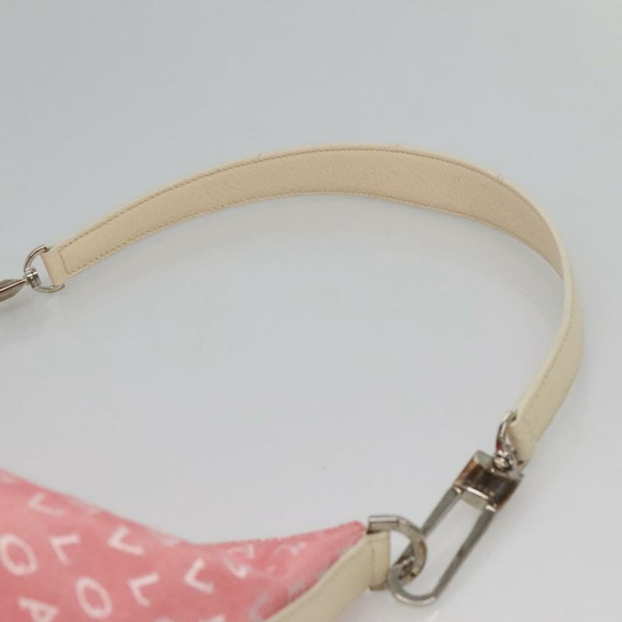 【日本直送】寶格麗 Logo Mania 帆布單肩包 粉紅色 銀色 正品 sw464-7