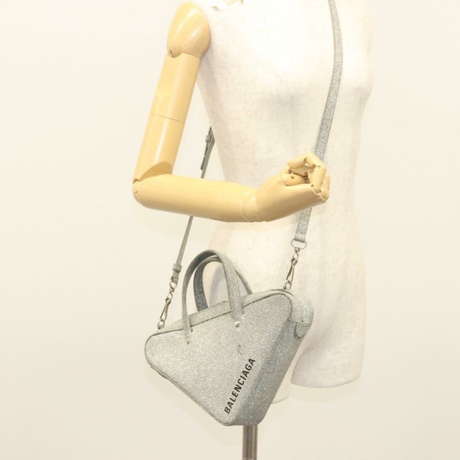 【日本直送】BALENCIAGA 三角形旅行包 XS 手提包 皮革 兩用 銀色 531048 正品 121086-24