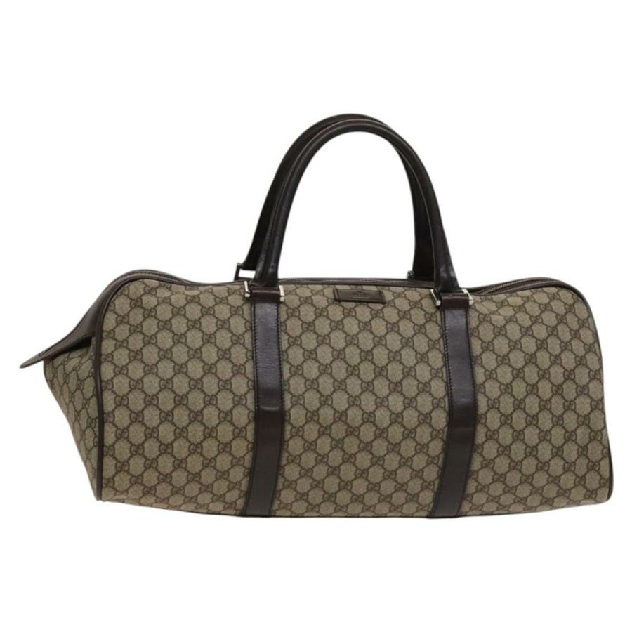 【日本直送】GUCCI GG Supreme 波士頓包 PVC 棕色銀色 108793 正品 ki5734-0