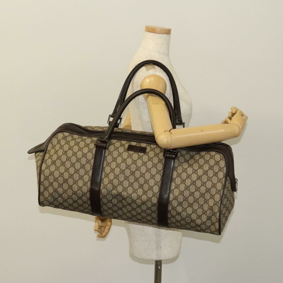 【日本直送】GUCCI GG Supreme 波士頓包 PVC 棕色銀色 108793 正品 ki5734-21