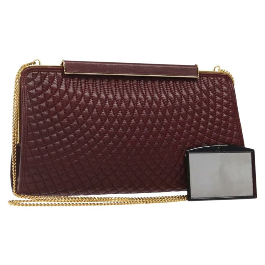 【日本直送】BALLY 絎縫鏈條單肩包 皮革 波爾多金 正品 123134-0