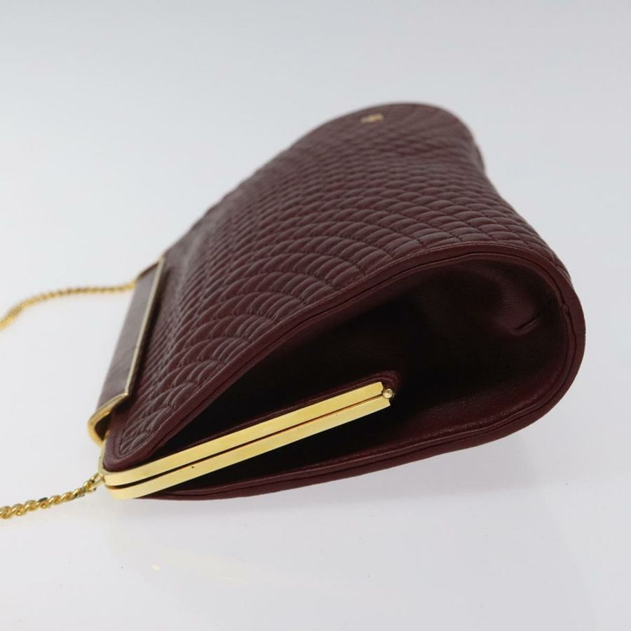 【日本直送】BALLY 絎縫鏈條單肩包 皮革 波爾多金 正品 123134-3