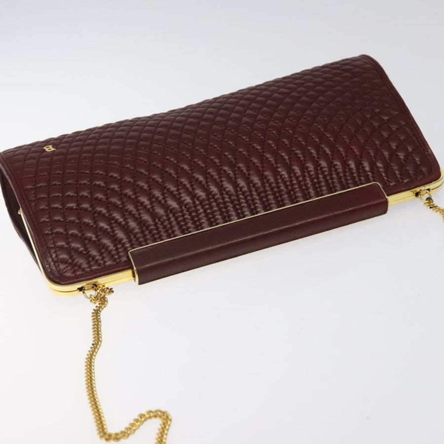【日本直送】BALLY 絎縫鏈條單肩包 皮革 波爾多金 正品 123134-5