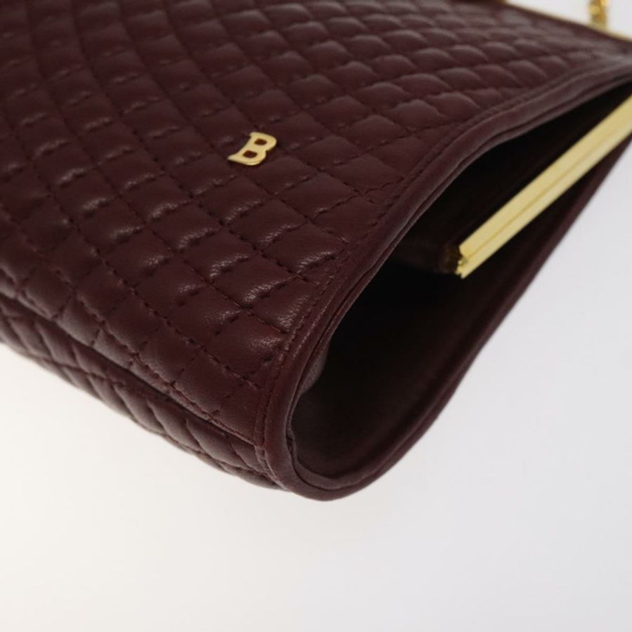 【日本直送】BALLY 絎縫鏈條單肩包 皮革 波爾多金 正品 123134-7