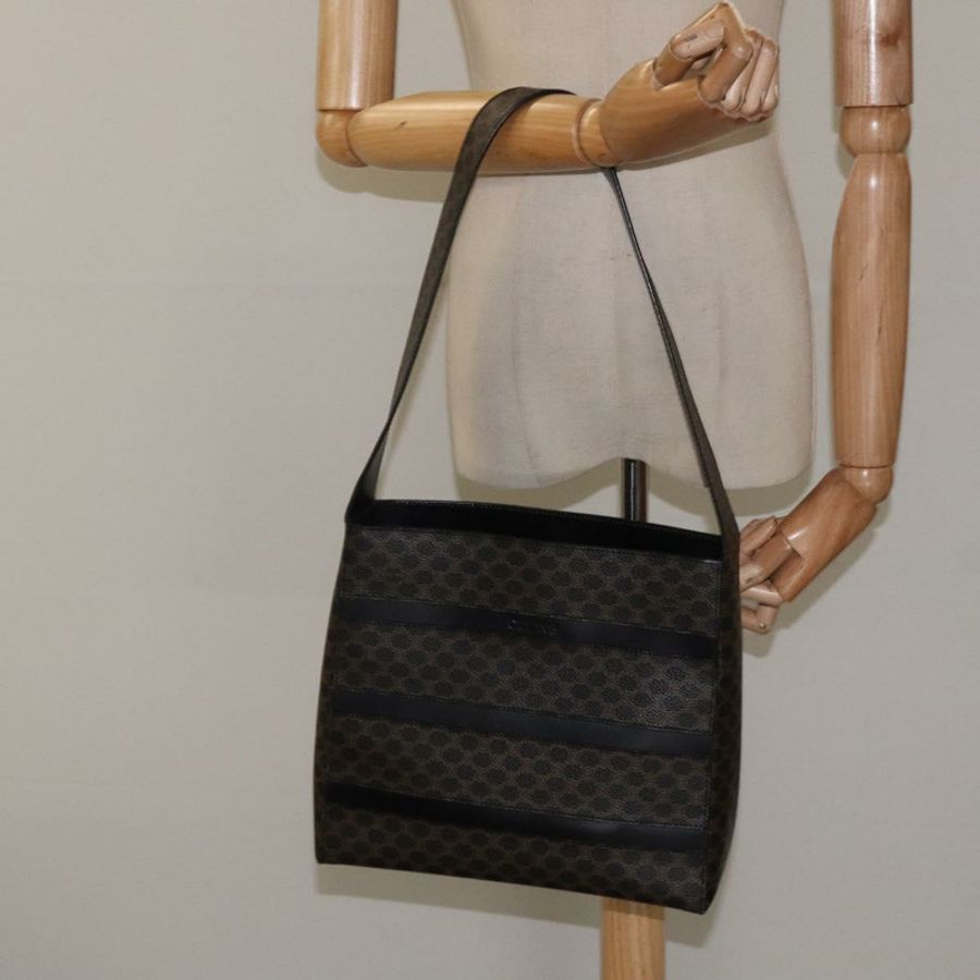 【日本直送】CELINE Macadam帆布肩背包 PVC皮革 黑色 金色 正品 yk18139-21