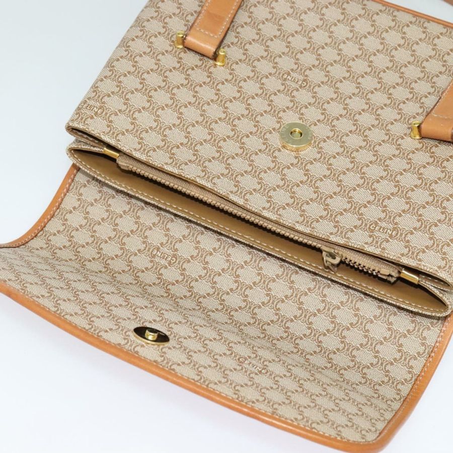 【日本直送】CELINE Macadam帆布手提包 PVC 米色 金色 正品 sw601-17