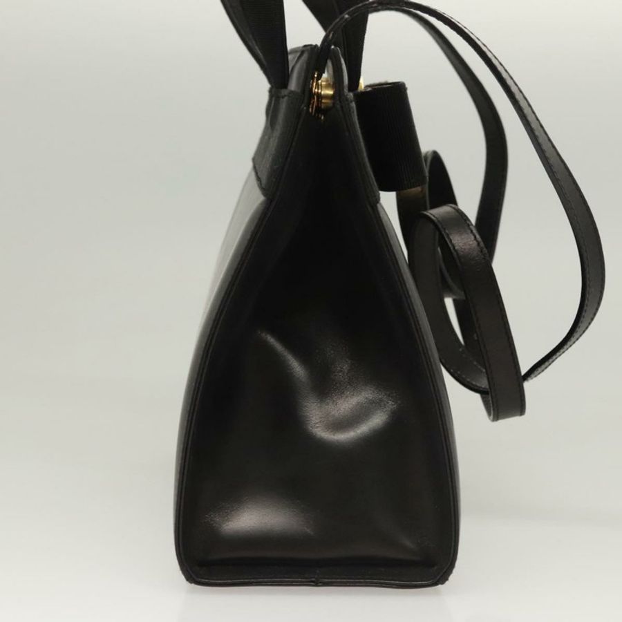 【日本直送】Salvatore Ferragamo Vala 手提包 皮革 2way 黑色 金色 正品 gh079-3