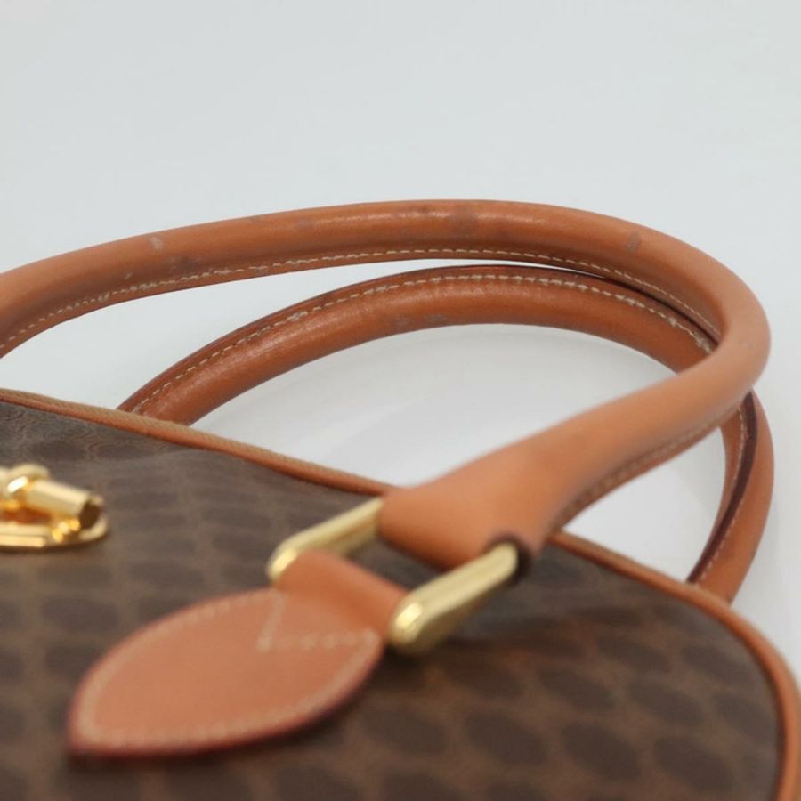 【日本直送】CELINE Macadam帆布手提包 PVC皮革 棕色 金色 正品 gh019-7