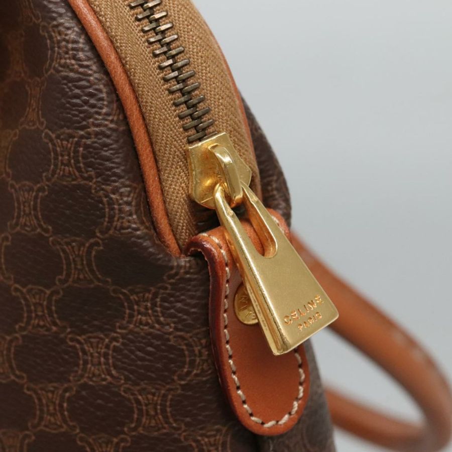 【日本直送】CELINE Macadam帆布手提包 PVC皮革 棕色 金色 正品 gh019-9
