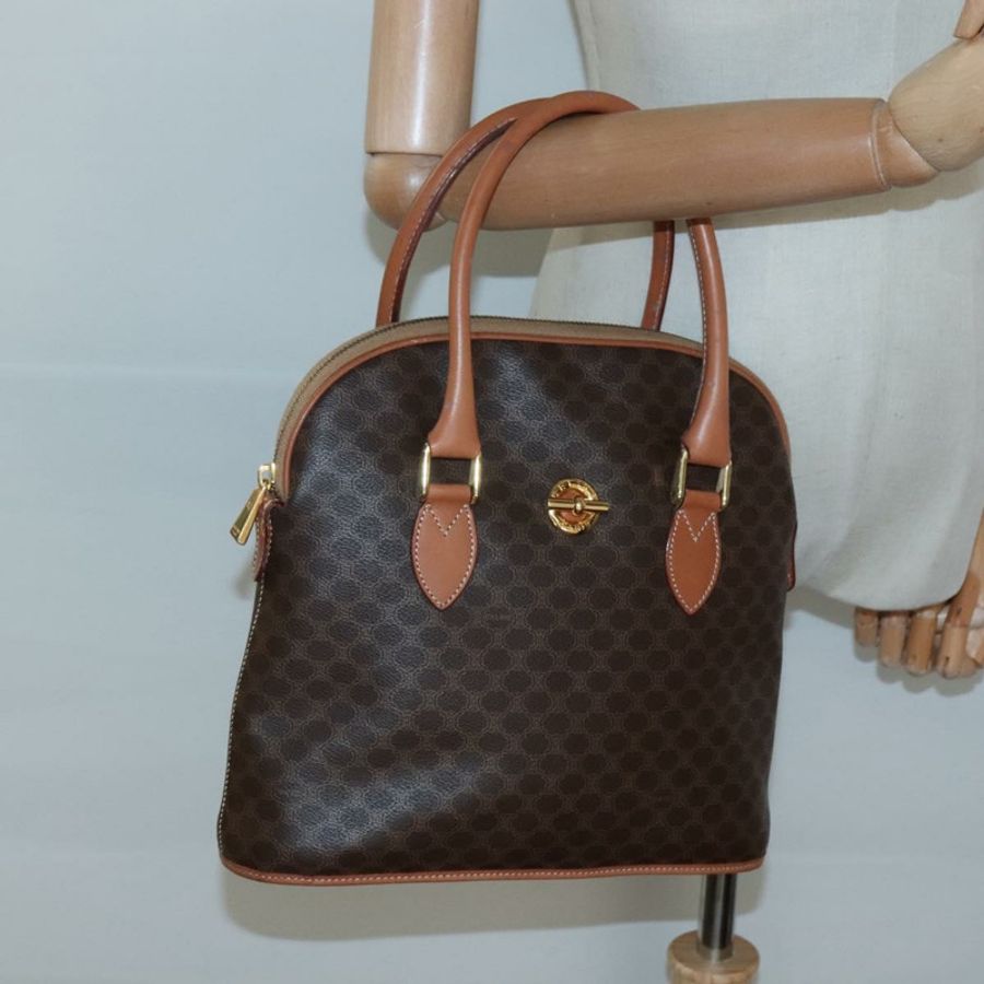 【日本直送】CELINE Macadam帆布手提包 PVC皮革 棕色 金色 正品 gh019-19