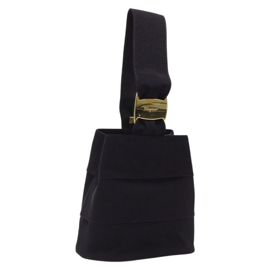 【日本直送】Salvatore Ferragamo Vala 手提包 帆布 紫色 金邊 正品 gh154-0