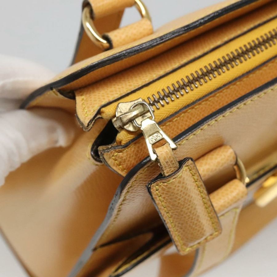 【日本直送】CELINE 手提包 皮革 黃色 金色 正品 123851-9