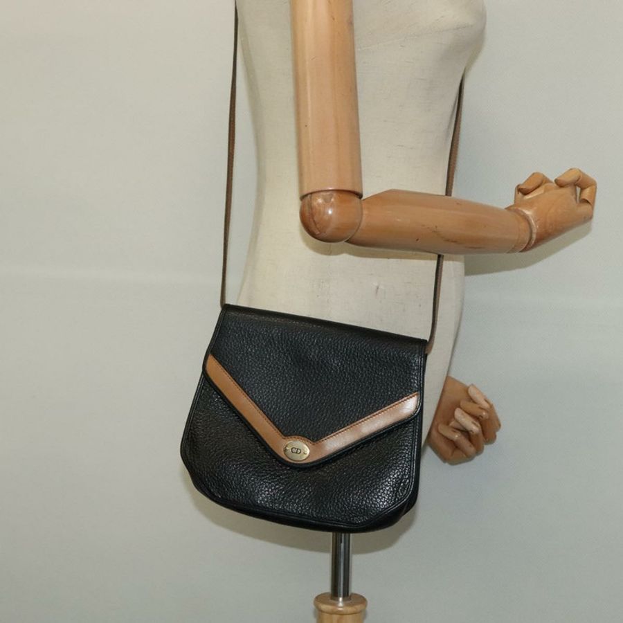 【日本直送】Christian Dior 黑色金色皮革肩背包,正品 BA2043-20