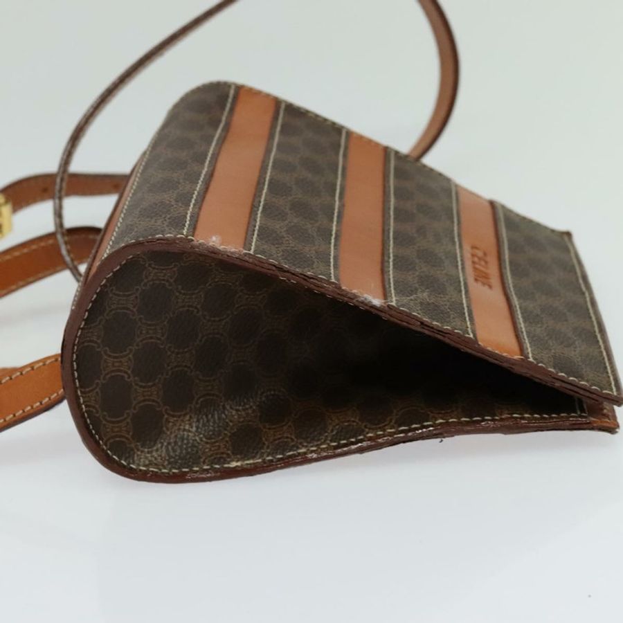 【日本直送】CELINE Macadam帆布雙肩包 PVC皮革 棕色 金色 正品 124609-3