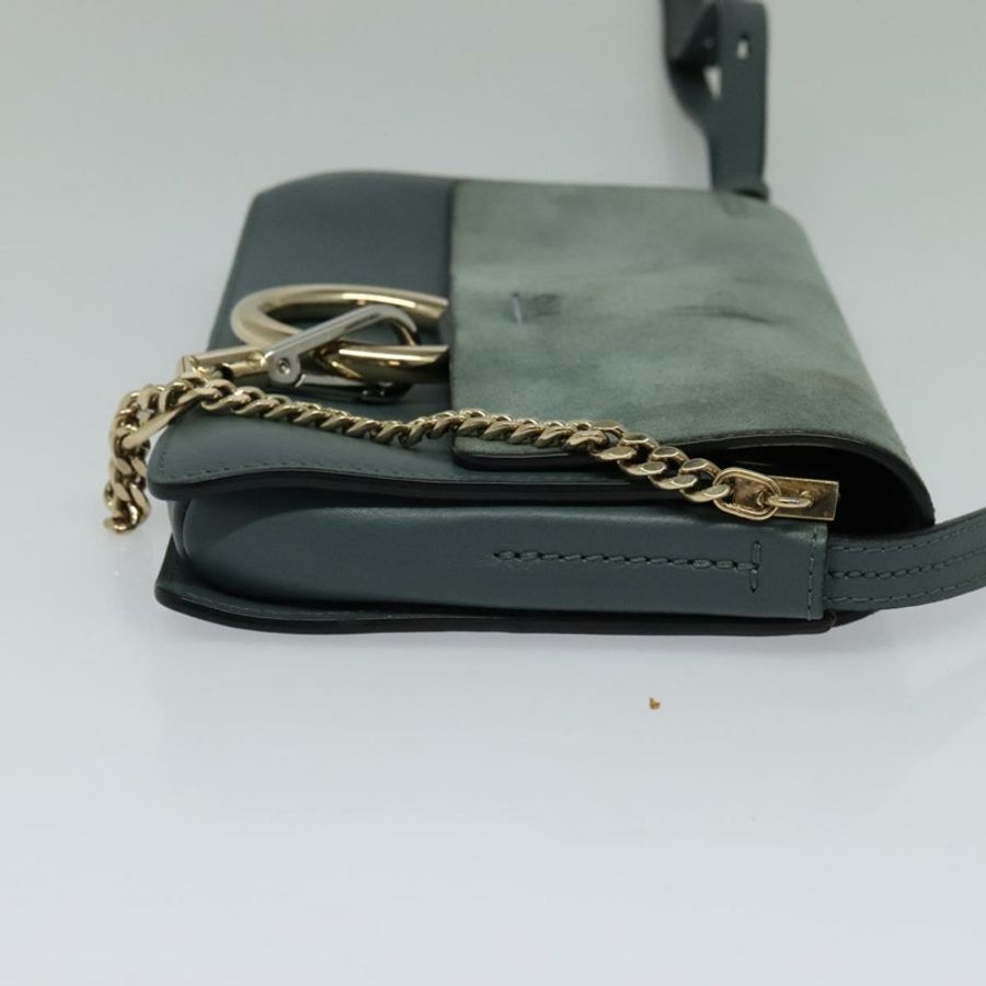 【日本直送】Chloe Fay 肩背包 麂皮 藍色 金色 正品 BA1916-3