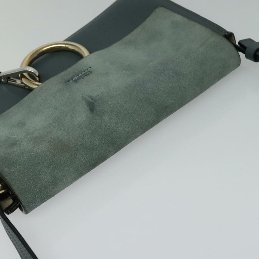 【日本直送】Chloe Fay 肩背包 麂皮 藍色 金色 正品 BA1916-5