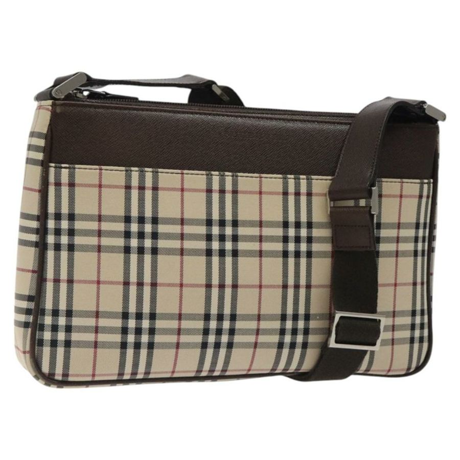 【日本直送】BURBERRY Nova 格紋帆布單肩包 米色 銀色 正品 123791-0