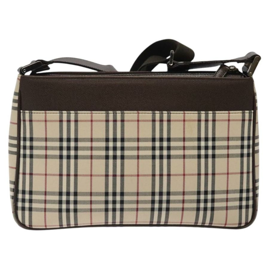 【日本直送】BURBERRY Nova 格紋帆布單肩包 米色 銀色 正品 123791-1