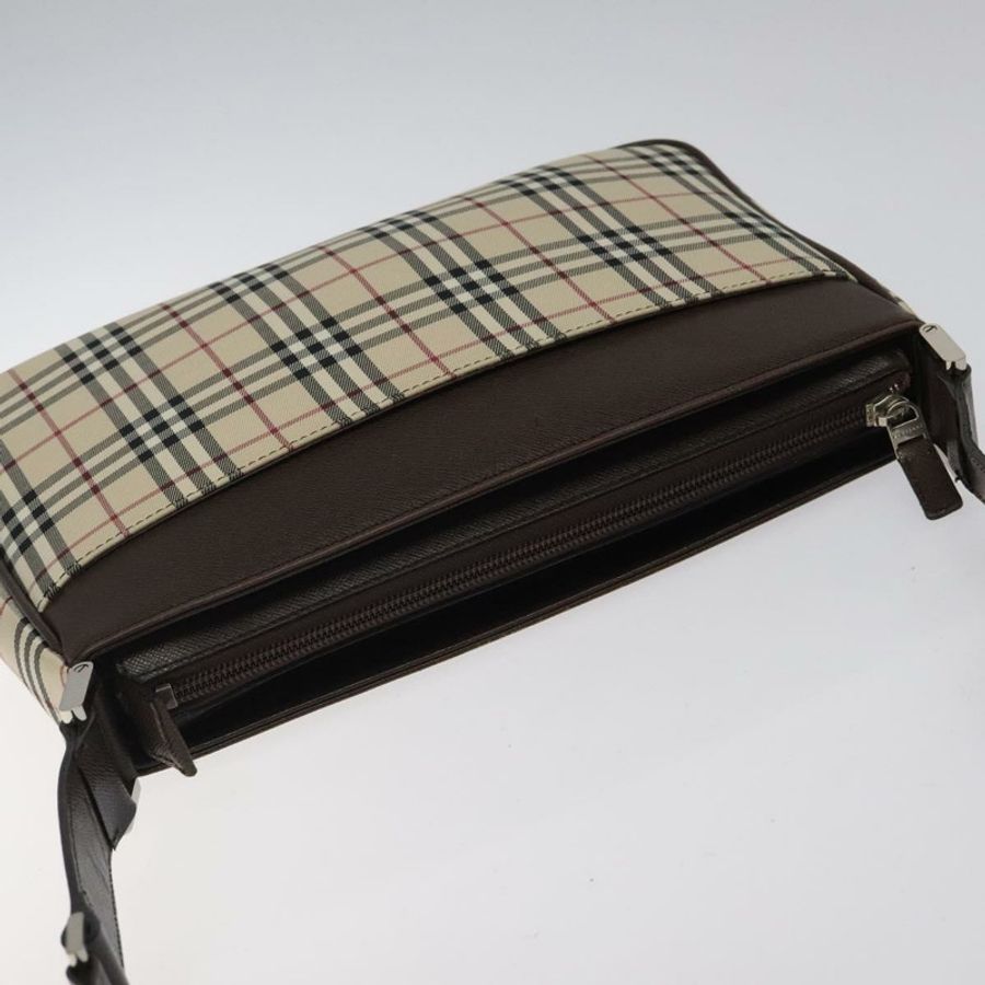 【日本直送】BURBERRY Nova 格紋帆布單肩包 米色 銀色 正品 123791-5