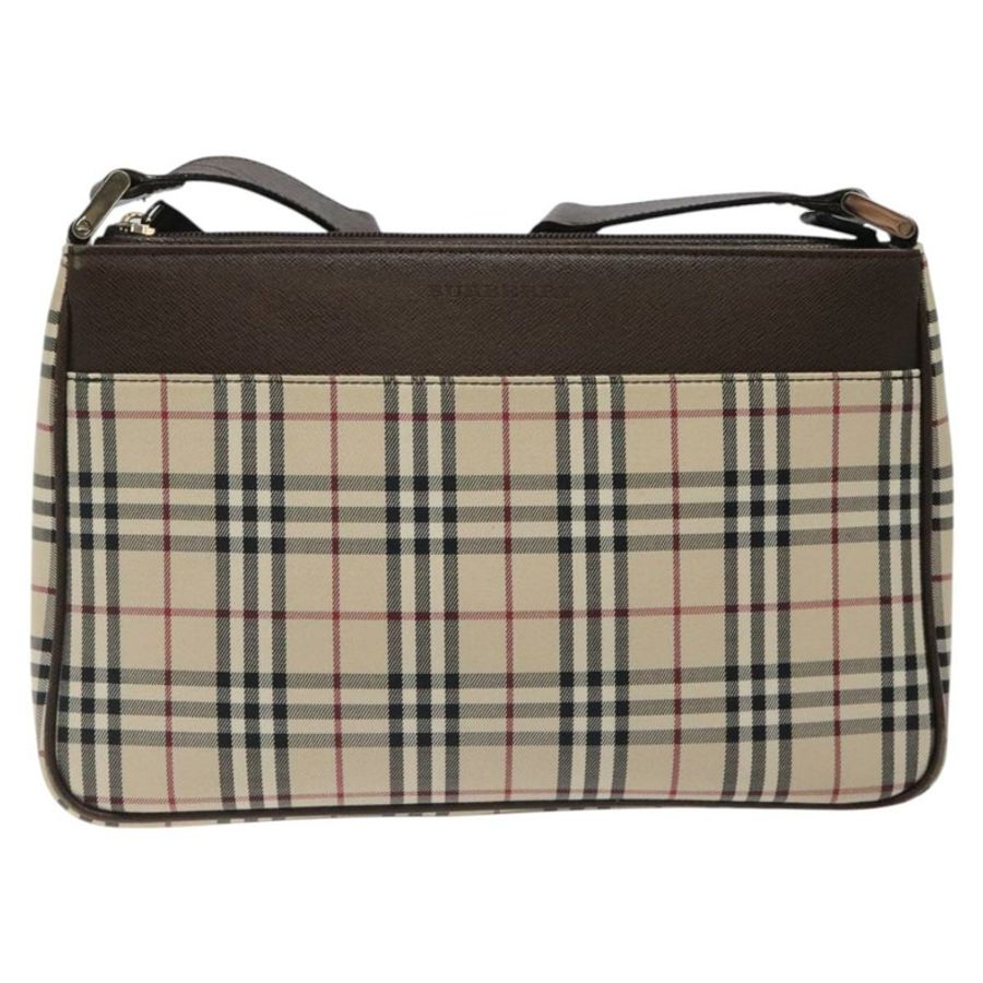 【日本直送】BURBERRY Nova 格紋帆布單肩包 米色 銀色 正品 123791-12