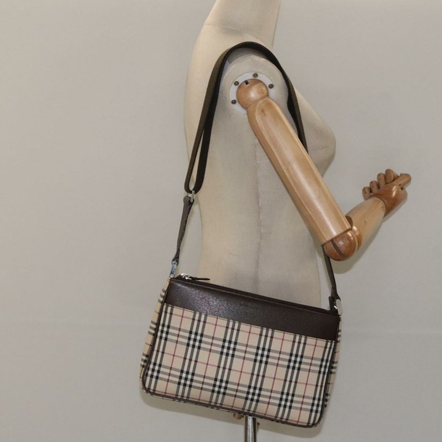 【日本直送】BURBERRY Nova 格紋帆布單肩包 米色 銀色 正品 123791-21
