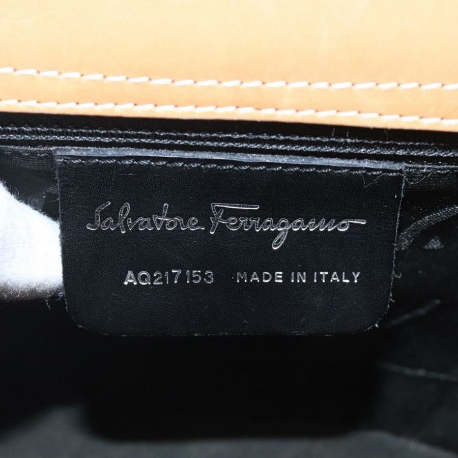 【日本直送】Salvatore Ferragamo Gancini 手提包 皮革 兩用 米色 銀色 正品 122976-11