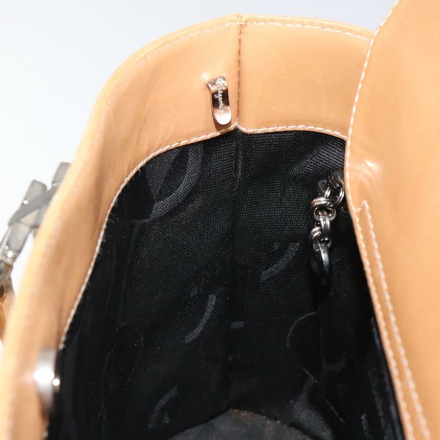 【日本直送】Salvatore Ferragamo Gancini 手提包 皮革 兩用 米色 銀色 正品 122976-17