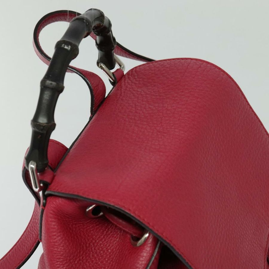【日本直送】GUCCI 竹編雙肩包 皮革 暢貨中心 粉紅色 370833 正品 bs25742-5