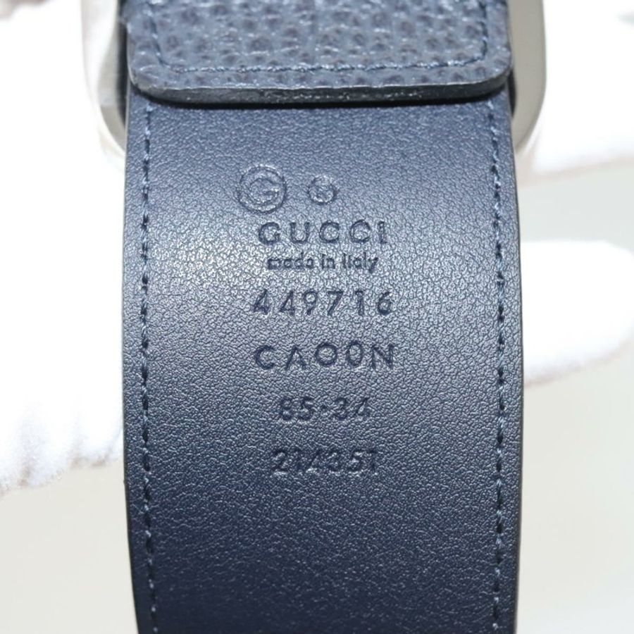 【日本直送】GUCCI 皮帶 真皮 暢貨 38.2吋 海軍藍 銀色 449716 正品 123067-9