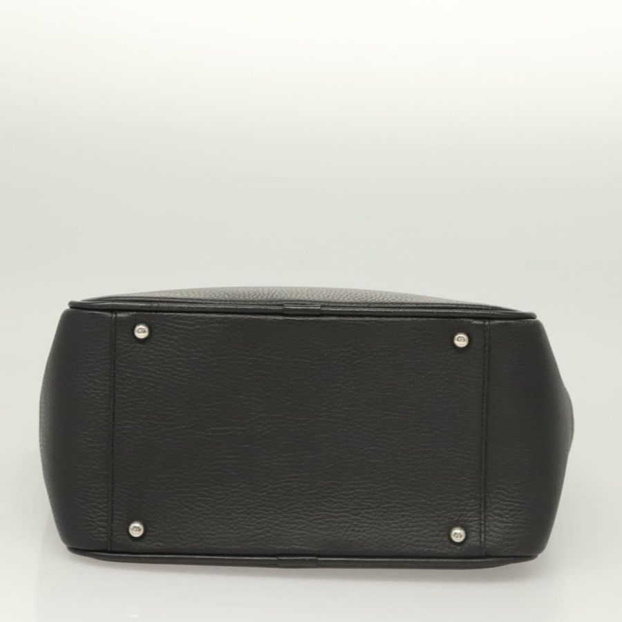 【日本直送】BURBERRY 手提包 皮革 黑色 銀色 正品 am8474-4