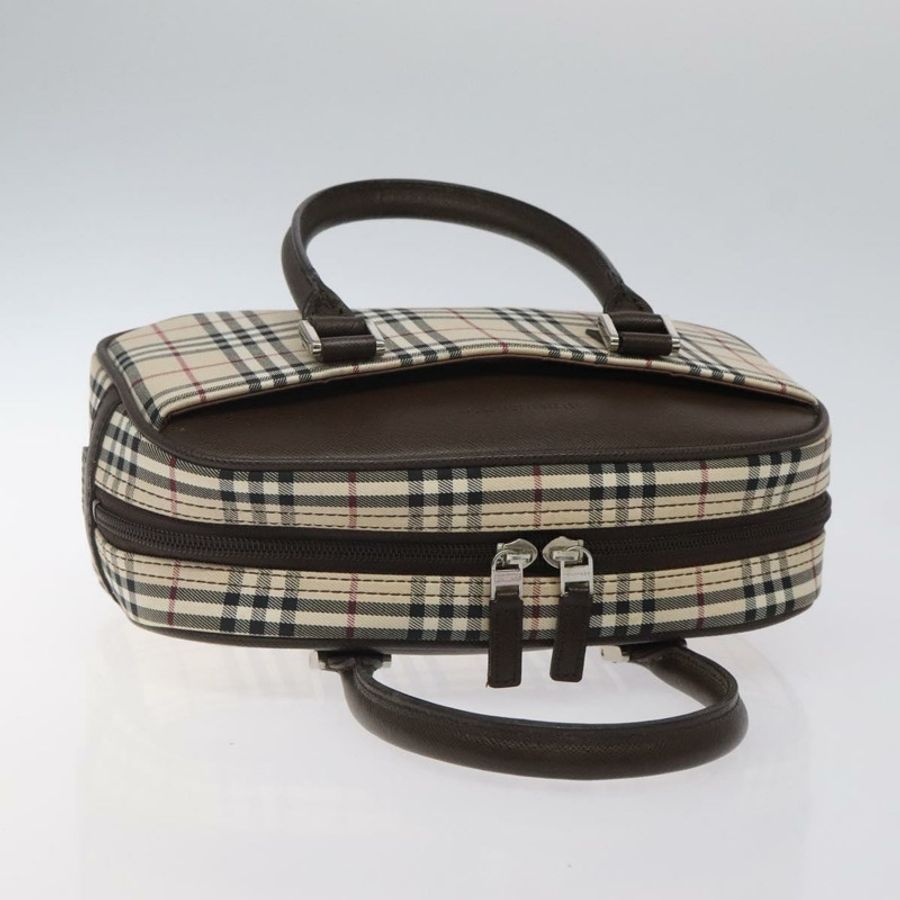 【日本直送】BURBERRY Nova 格紋手提包 帆布 米色 銀色 正品 am8470-5