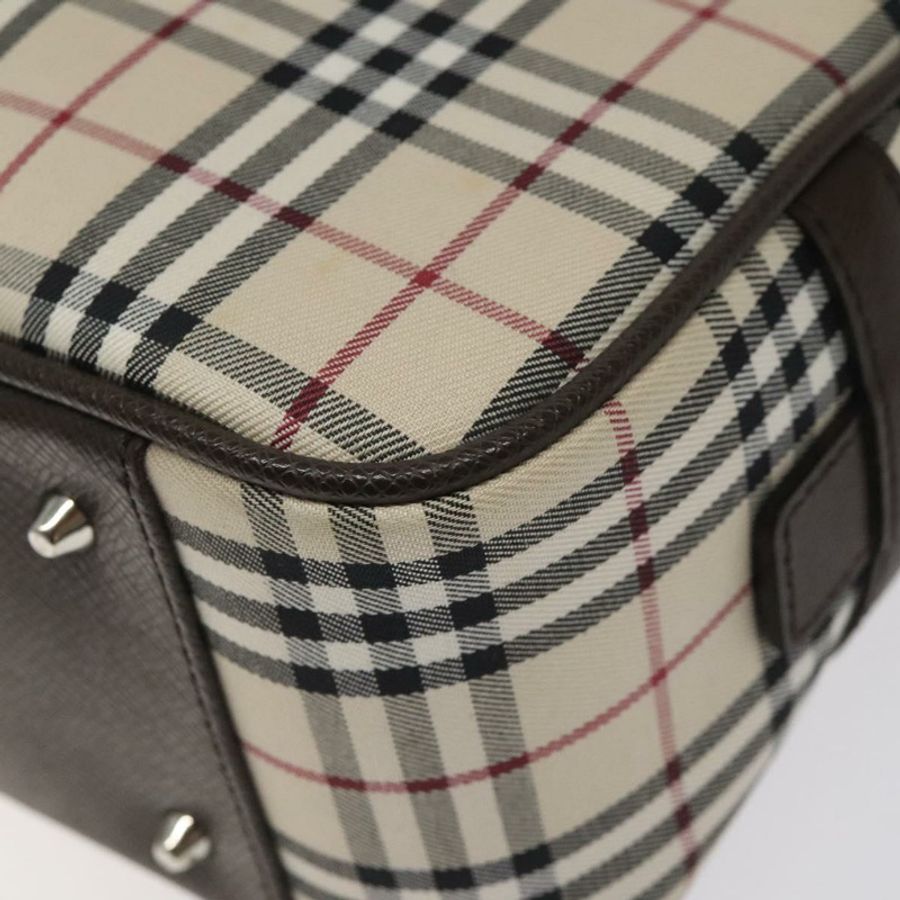 【日本直送】BURBERRY Nova 格紋手提包 帆布 米色 銀色 正品 am8470-8