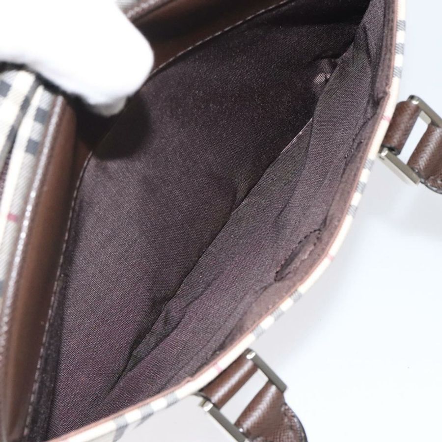 【日本直送】BURBERRY Nova 格紋手提包 帆布 米色 銀色 正品 am8470-11