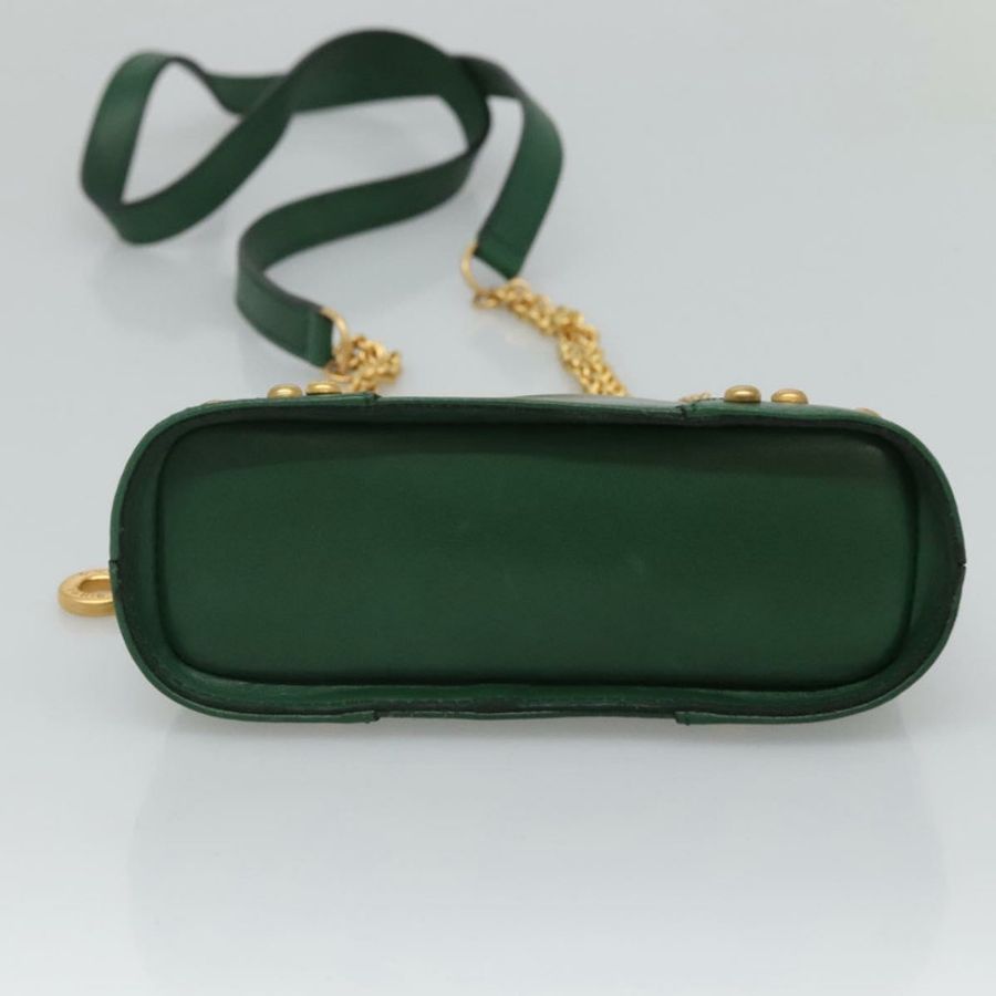 【日本直送】CELINE 鏈條單肩包 皮革 綠色 金色 正品 yk18399-4