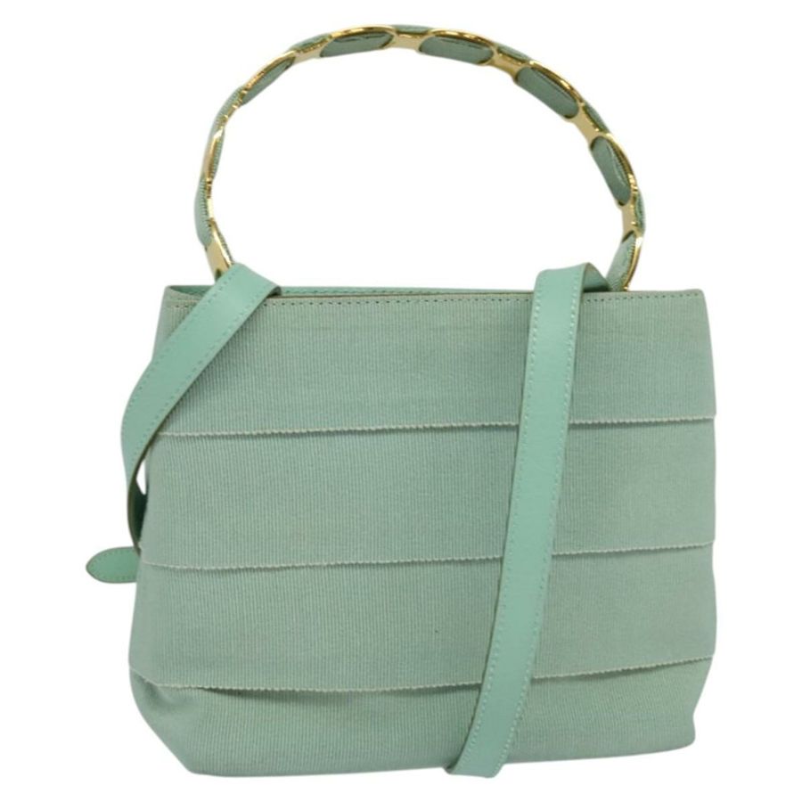 【日本直送】Salvatore Ferragamo 尼龍雙肩手提包 綠金色 正品 125371-0