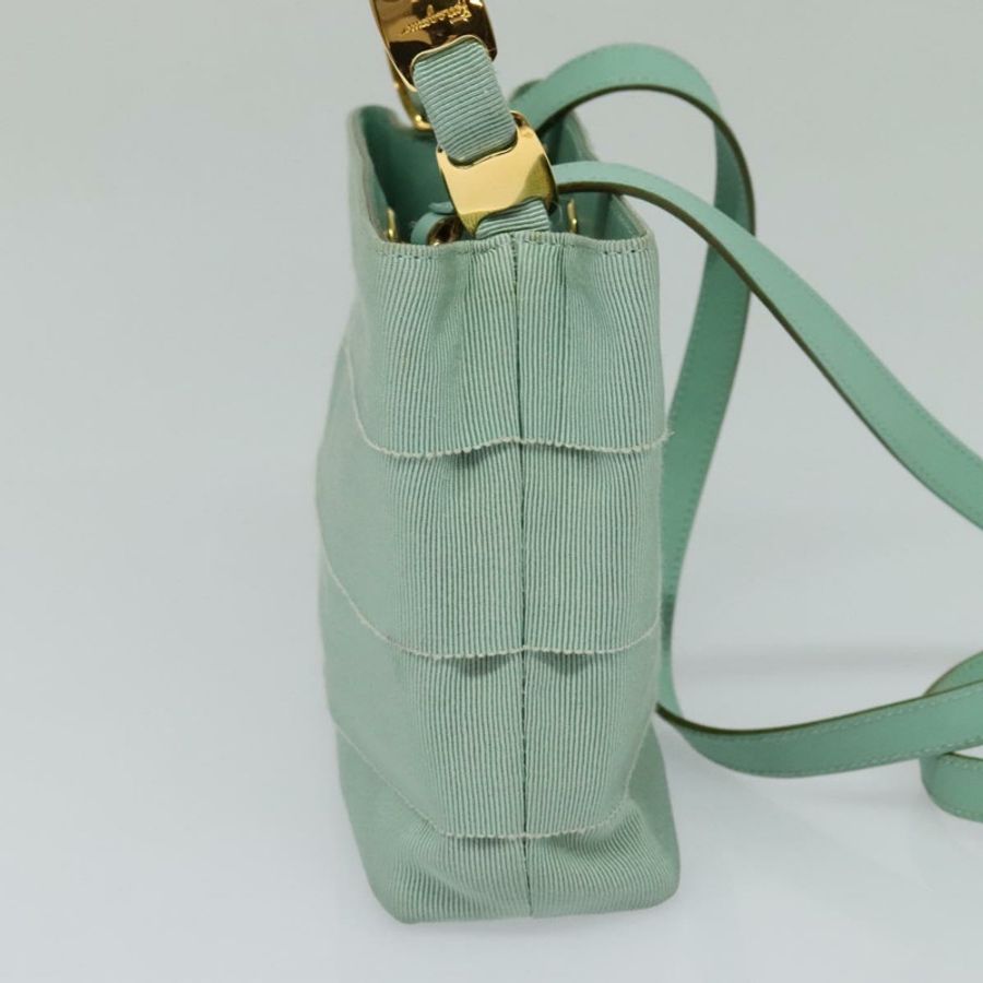 【日本直送】Salvatore Ferragamo 尼龍雙肩手提包 綠金色 正品 125371-2