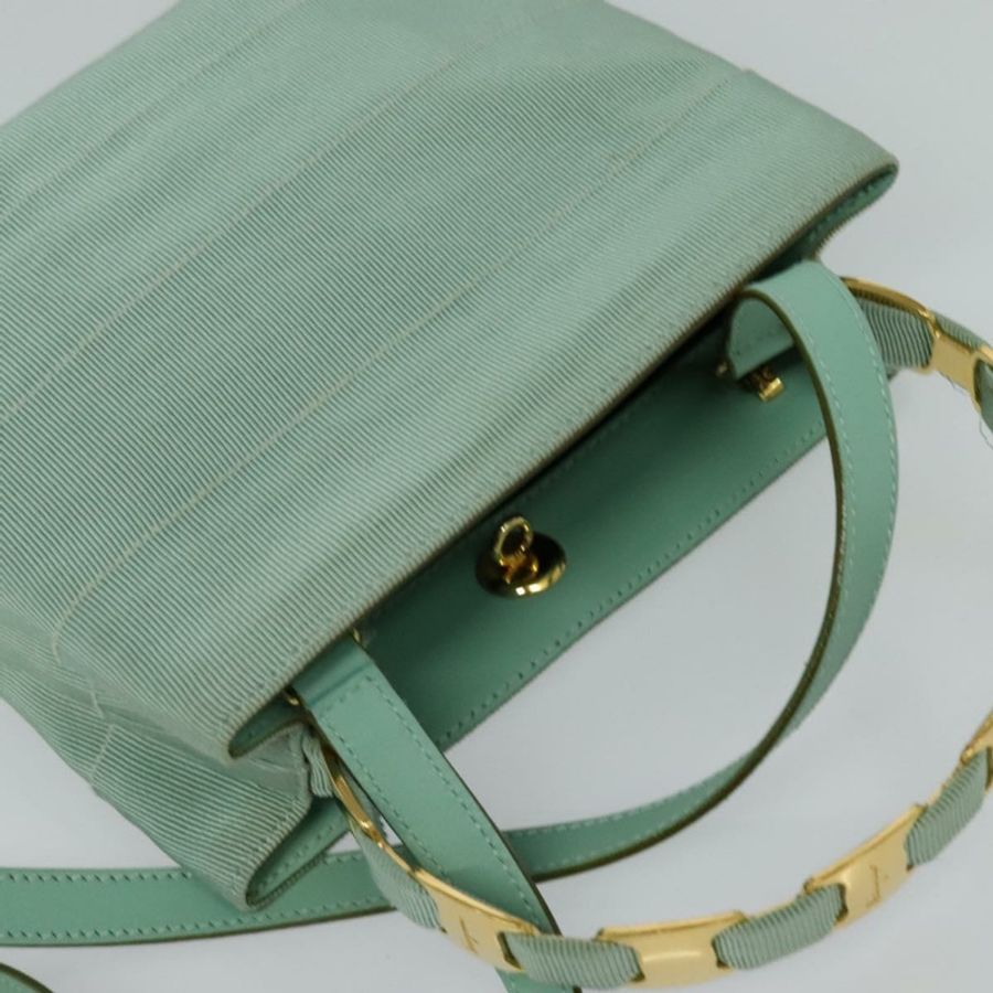 【日本直送】Salvatore Ferragamo 尼龍雙肩手提包 綠金色 正品 125371-5