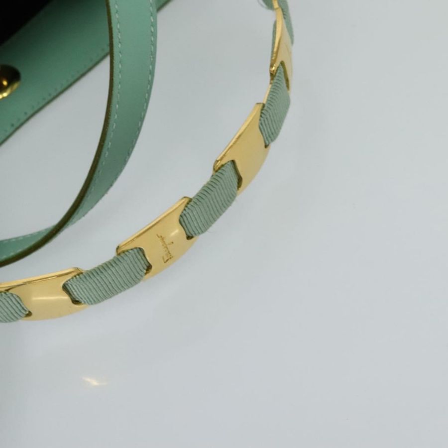 【日本直送】Salvatore Ferragamo 尼龍雙肩手提包 綠金色 正品 125371-6