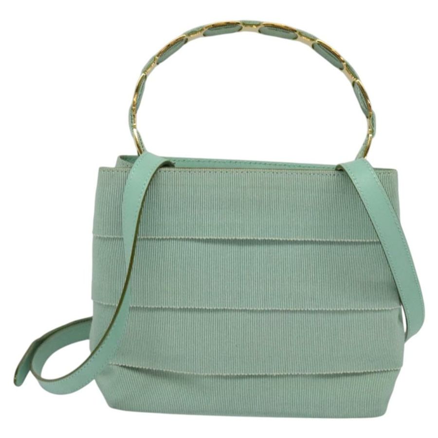 【日本直送】Salvatore Ferragamo 尼龍雙肩手提包 綠金色 正品 125371-12
