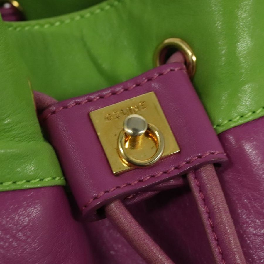 【日本直送】CELINE 粉紅金色皮革肩背包 Auth 125416-9
