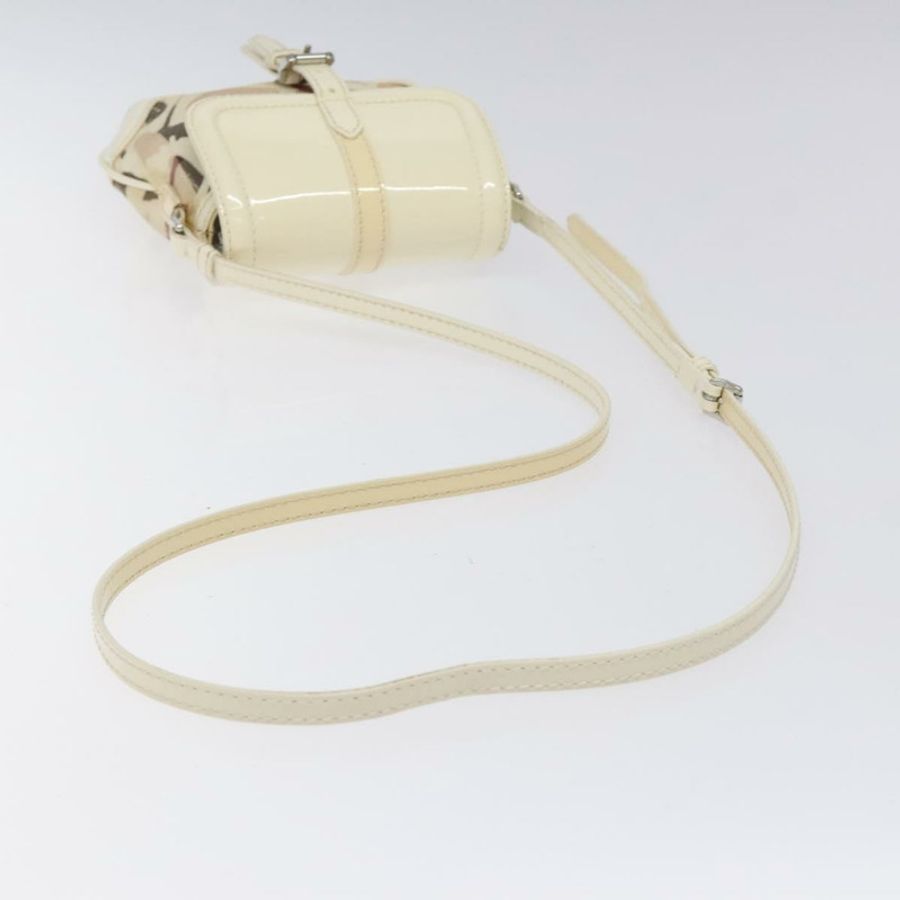 【日本直送】BURBERRY 單肩包 PVC 帆布 米色 銀色 正品 124738-6